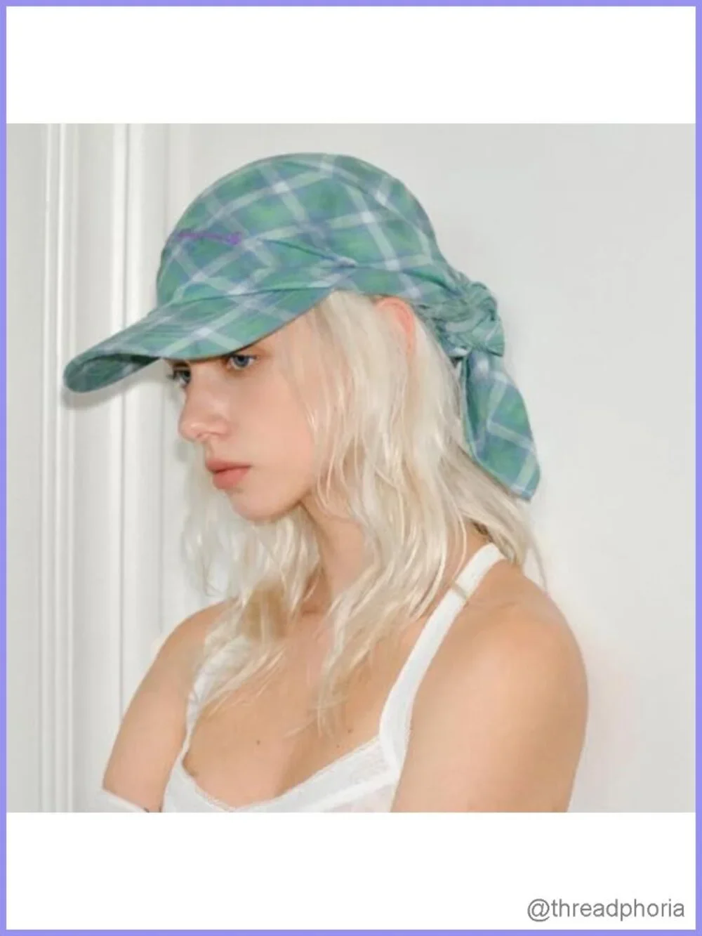Y2K Plaid Bandana Baseball Cap Women's Adjustable Checkered Hat Streetwear